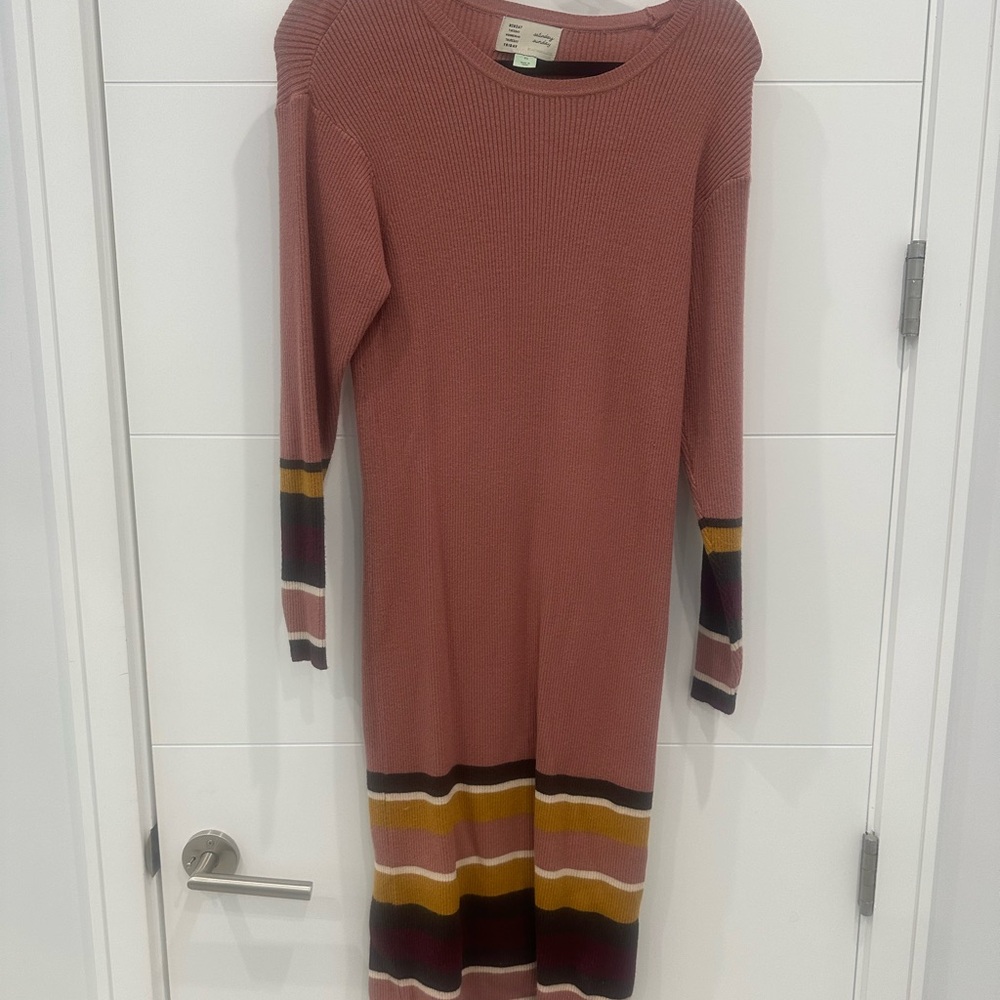 Anthropologie Pink Striped Maxi Dress